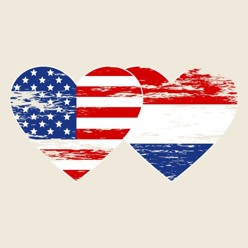 USA Holland Flag Heart Used