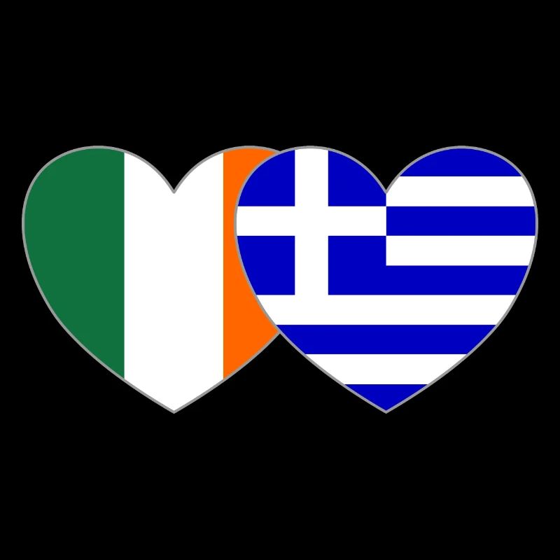 Ireland Greece Flag Heart