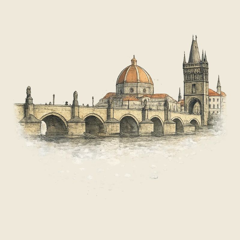 Pont florentin et aquarelle du Duomo