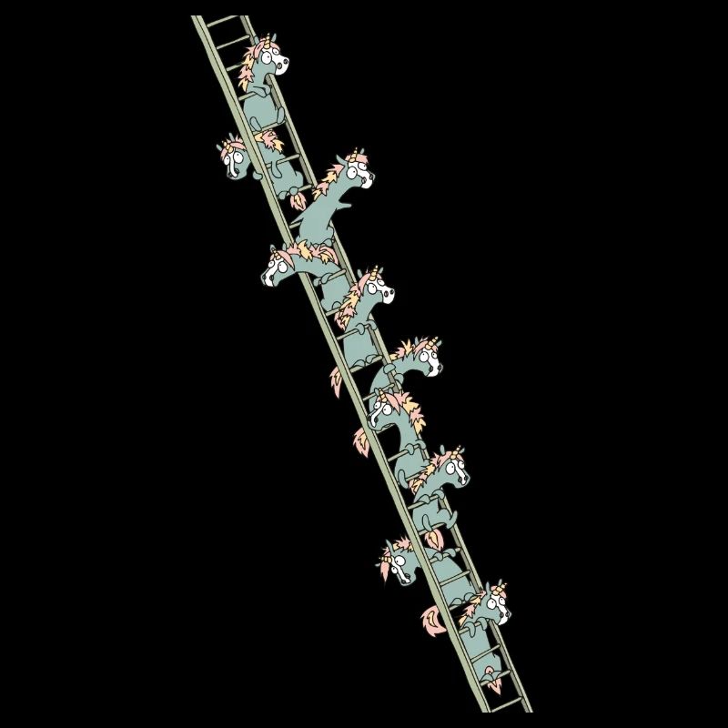 Unicorns auf einer Leiter