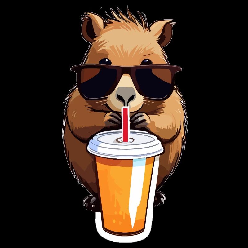 Cool Cypybara avec des lunettes de soleil et shake