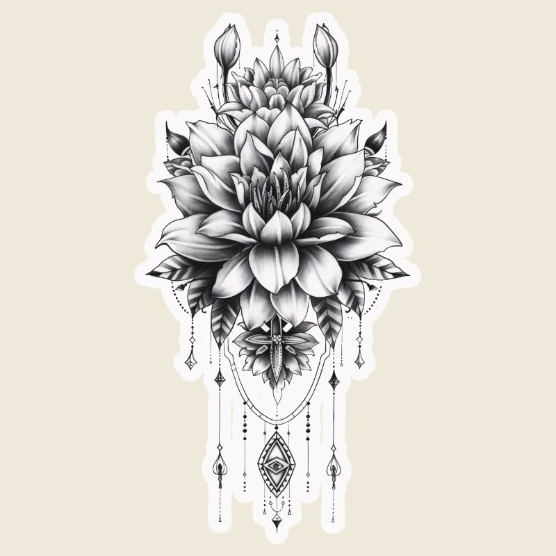 Grande Fleur Magnifique Avec Tribal