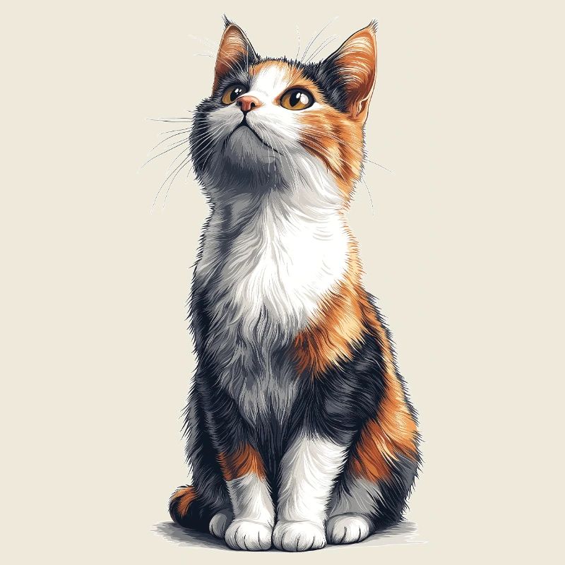 Colorful Sitting Comic Cat