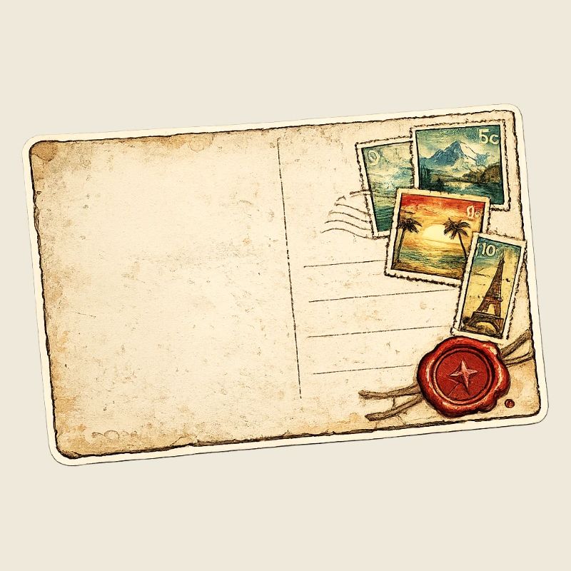 Vintage Postcard Palm Tree Stamp