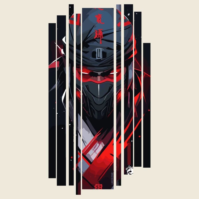 Cyborg Mann Ninja Kanji Rot