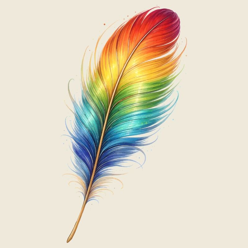 Bunte Feder Regenbogen Boho Design 