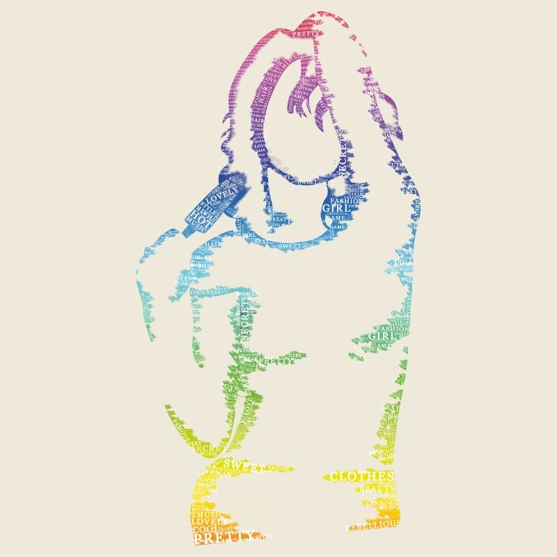 Fille avec de la crème glacée faite de mots