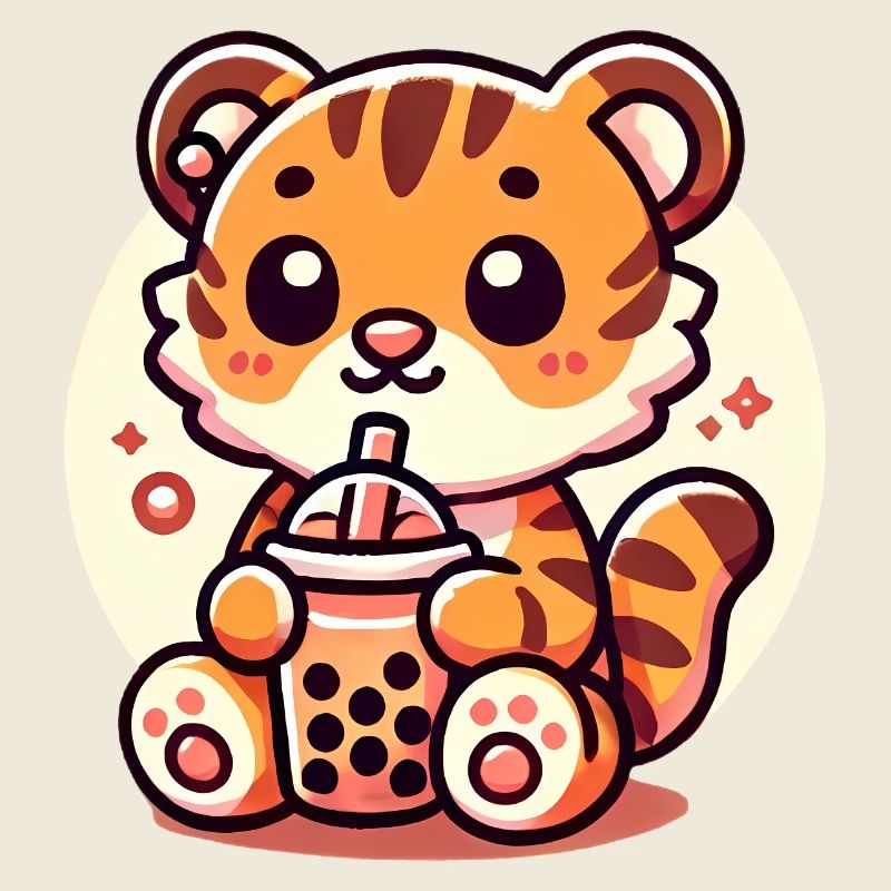 Süßer Tiger Boba Tee Illustration