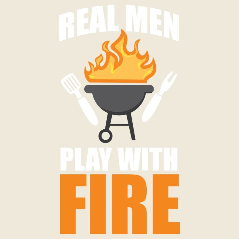 De vrais hommes jouent avec le barbecue au feu