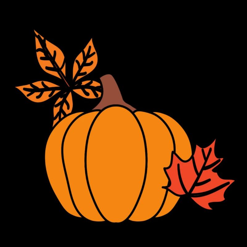 Herbstlicher Kürbis mit Blättern – Cozy Vibes