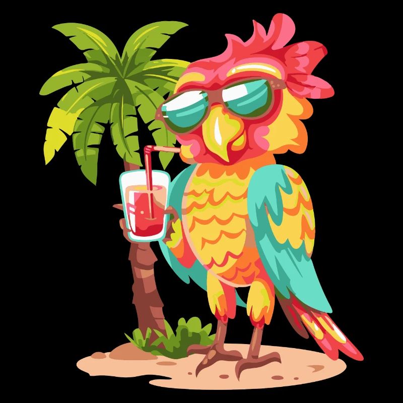 Papagei Sommer Strand Comic