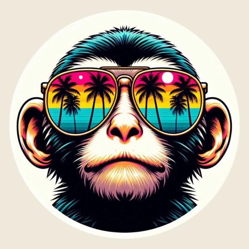 Affe Brille Palmen bunt