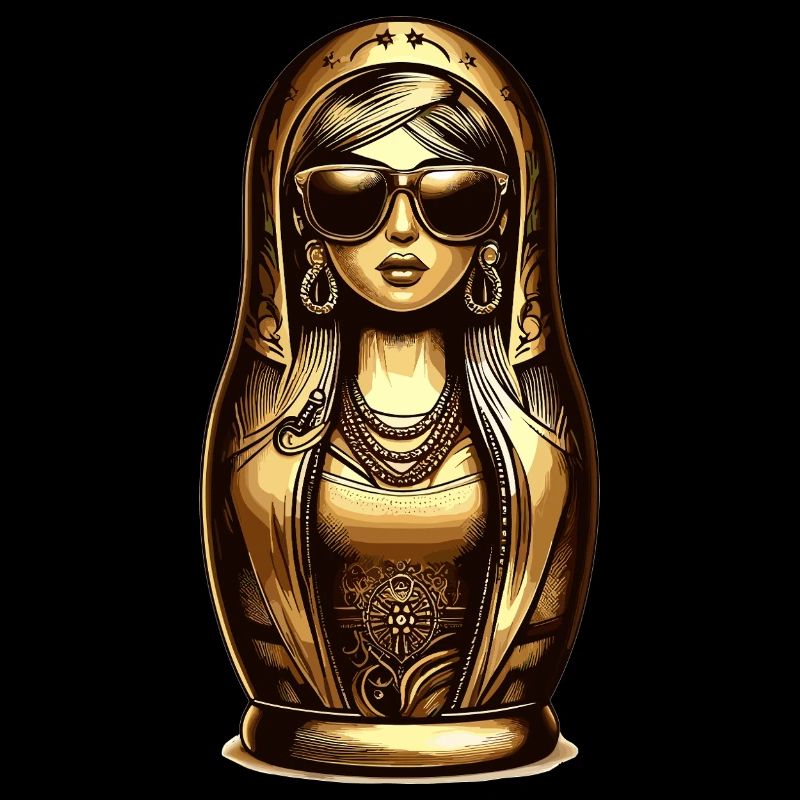 Matrjoschka cool Sonnenbrille Gold Geschenk