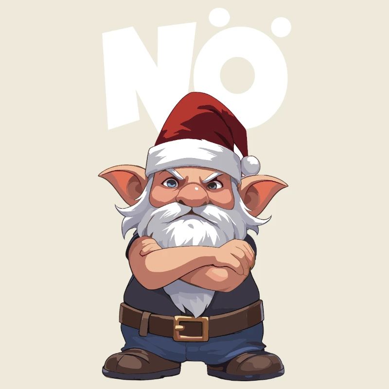 Defiant Christmas Gnome Nope Logo Saying