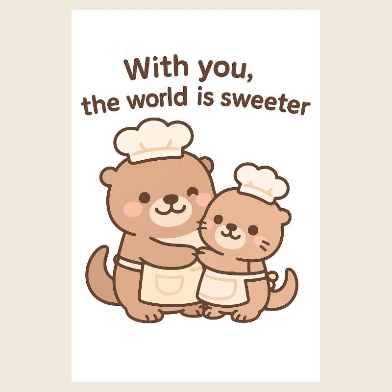 Avec vous, le monde est plus doux - Loutre Kawaii mignonne