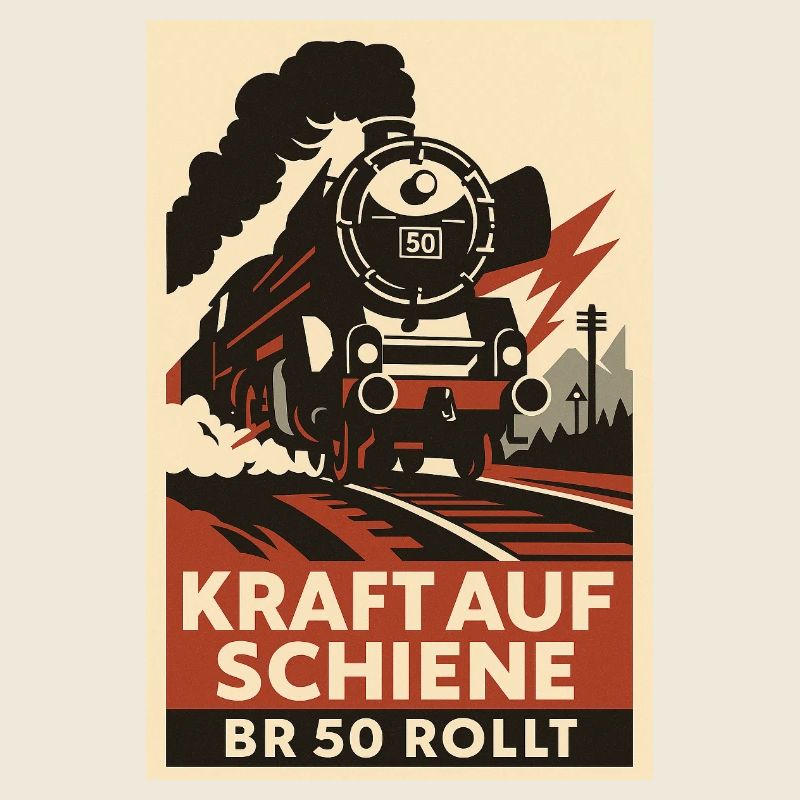Eisenbahn Kraft auf Schiene BR 50 rollt Güterzug