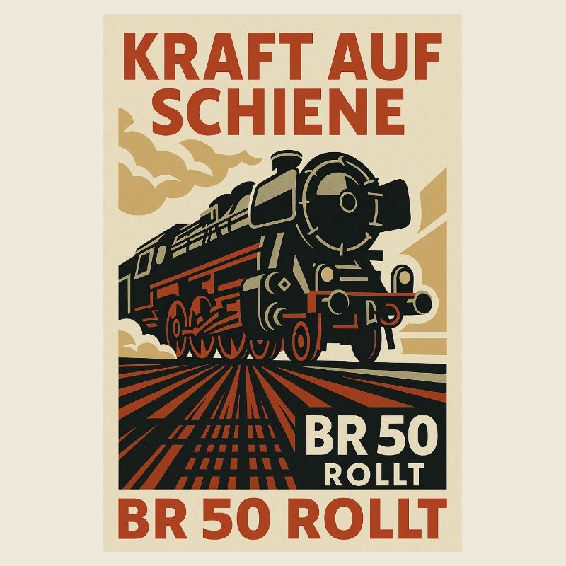 BR 50 Dampflok Kraft auf Schiene Rollt