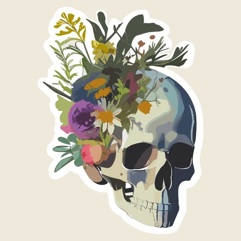 Crâne humain et fleurs 9