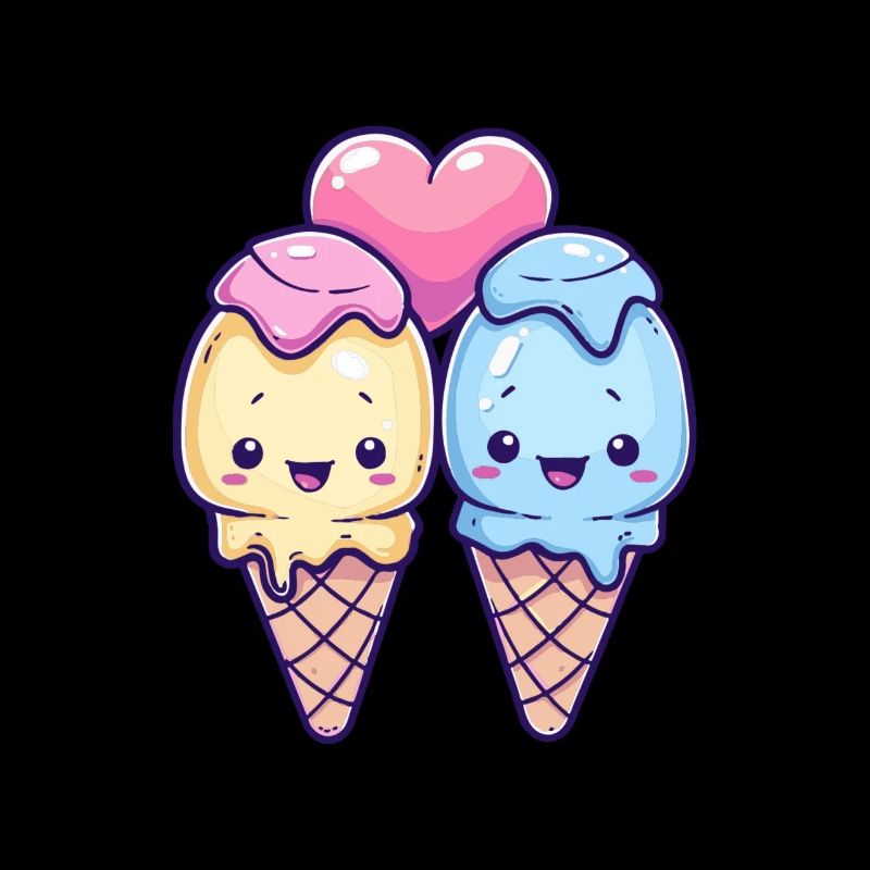 Crème glacée Couple Amour Coeur Saint Valentin