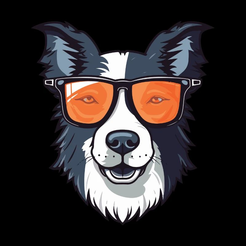 Border Collie Dog Cool Head Party