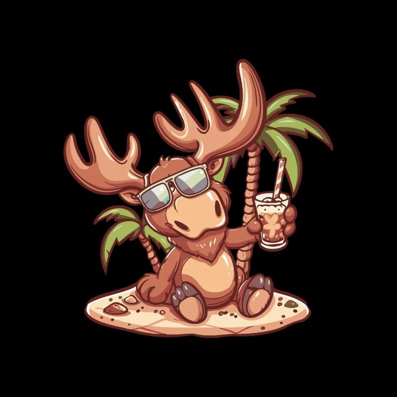 Elch Sommer Strand Comic