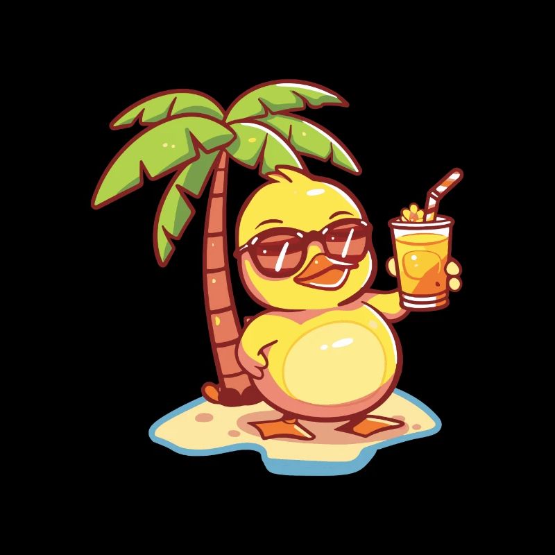 Ente Sommer Strand Comic