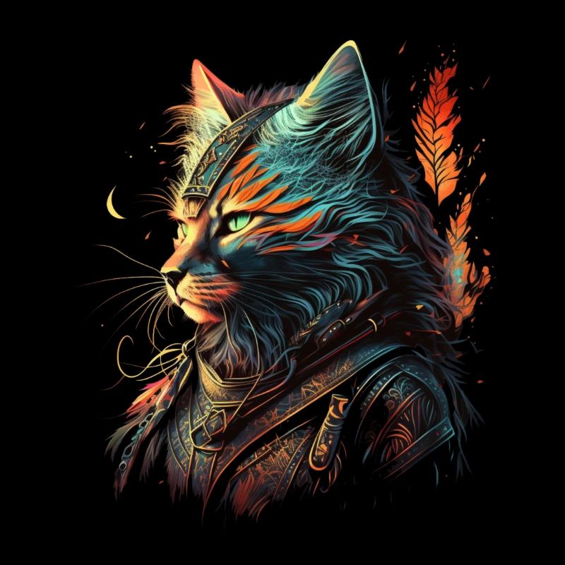 Eine Fantasy-Kriegerkatze