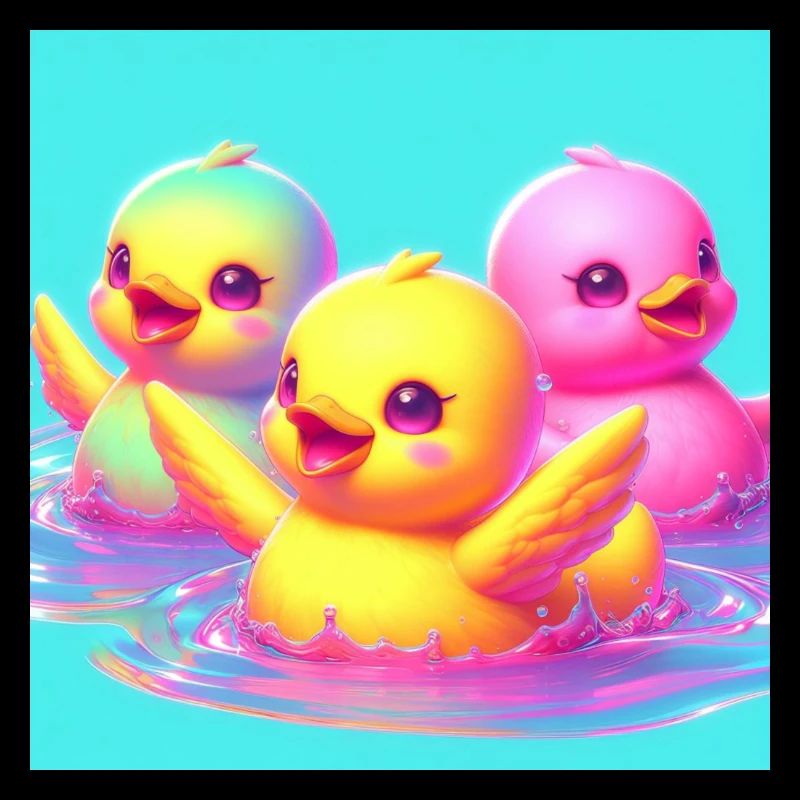 Rubber ducks in 3D hyperrealism and pastel