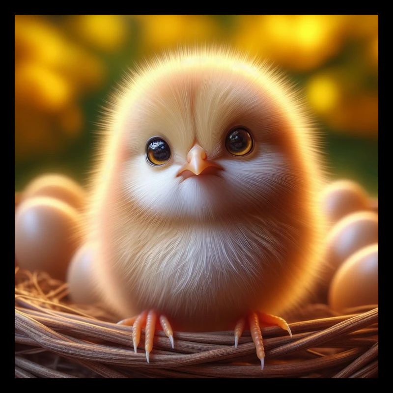 Chick 3D Hyperrealism Yellow White with Balls