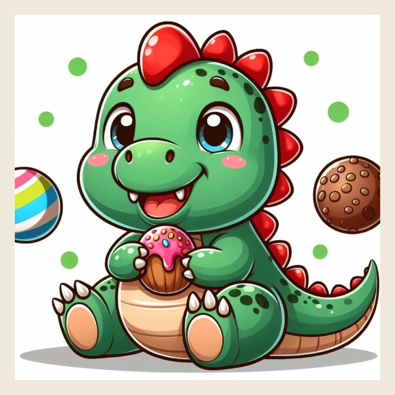 Dino petit avec muffin et biscuit