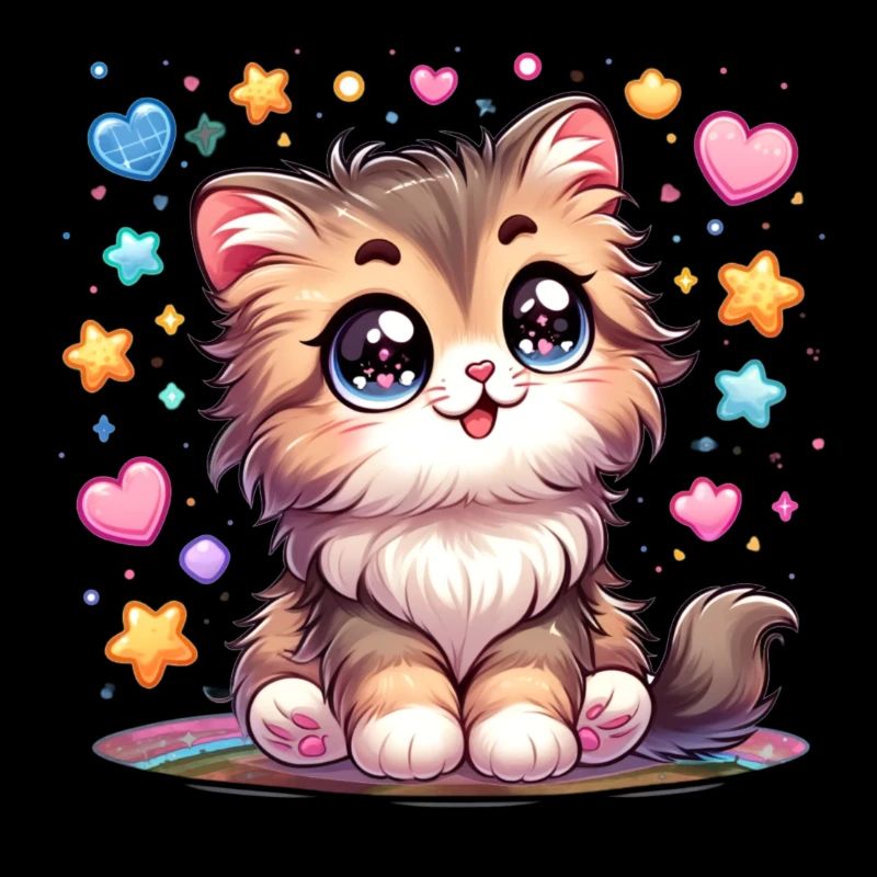 Cute kitten with big eyes and fluffy