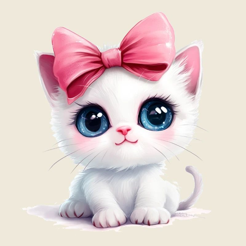 Cute cat with bow on head