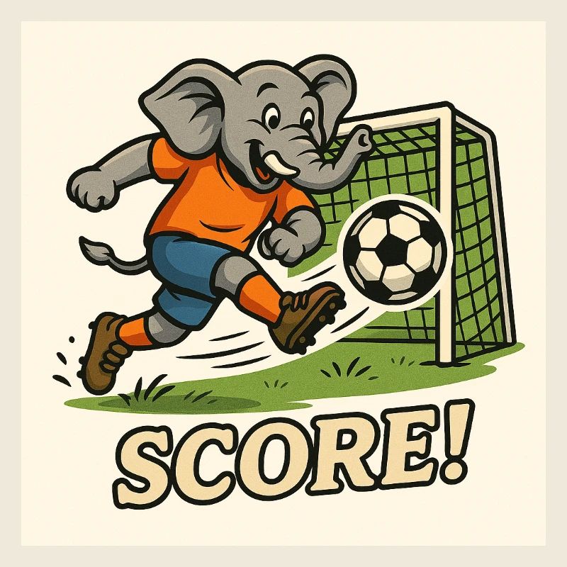Fußball spielender Elefant – Lustiges Kinderdesign
