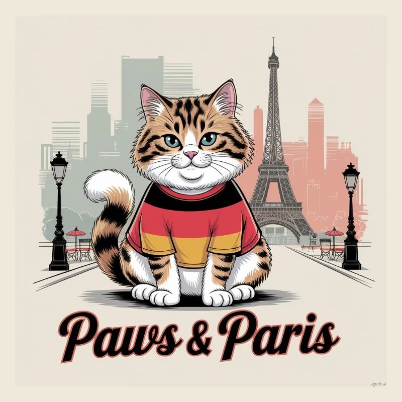 Fluffy Cat in Germany Tee at Eiffel Tower