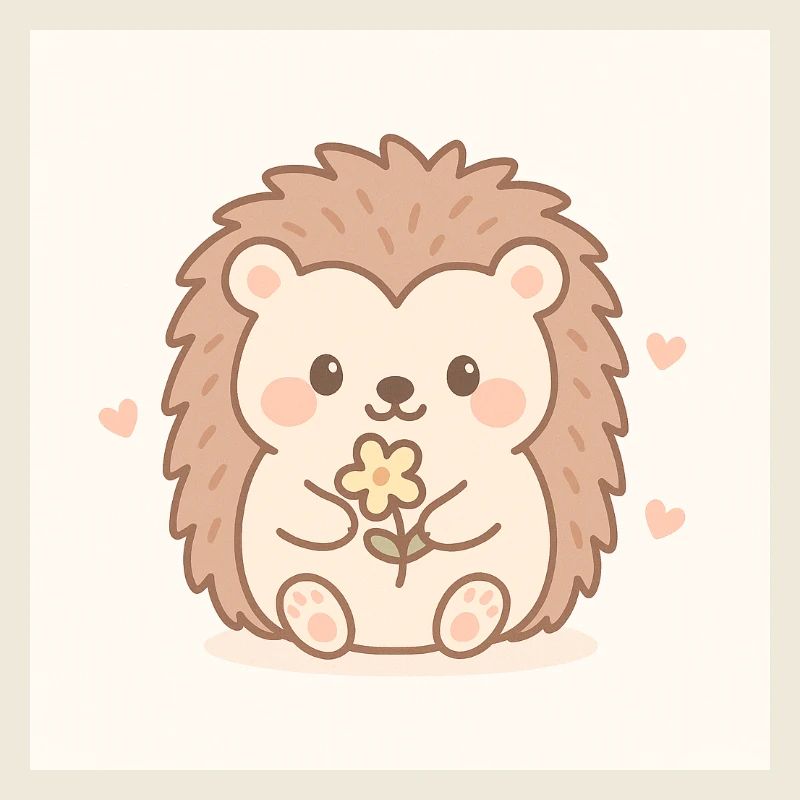 Kawaii Igel im Pastellstil