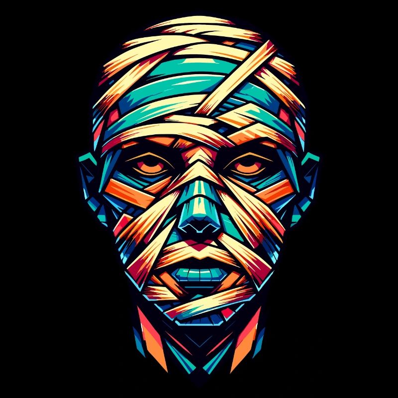 Colorful Geometric Mummy: Low Poly Artwork