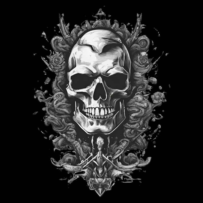 Mystical Grey Skull Enigma - Ethereal Artistic