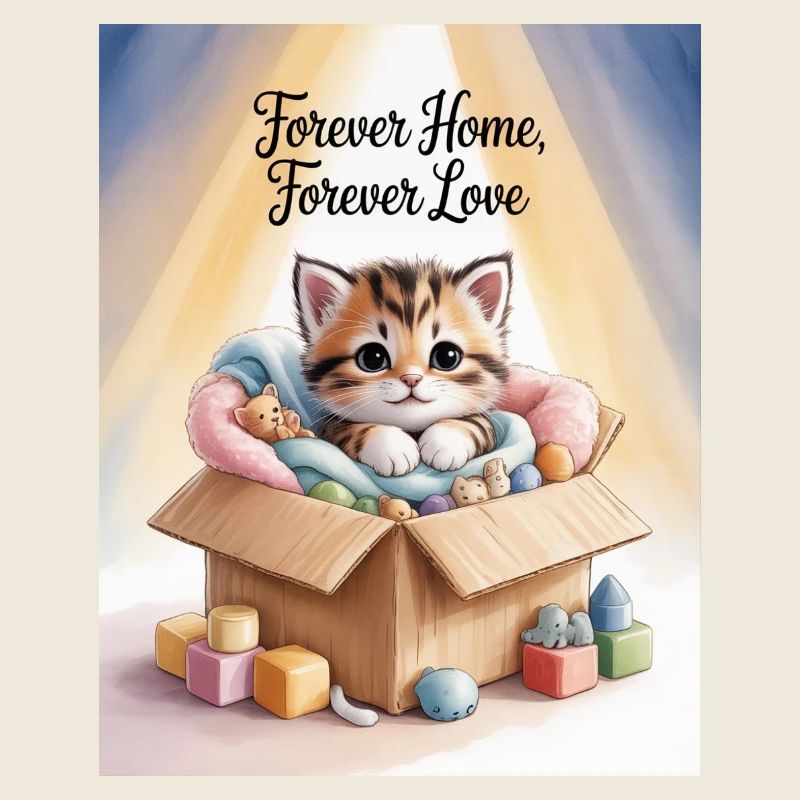 Chaton dans une boîte pour toujours