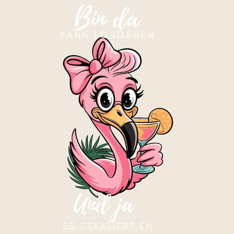 Funny flamingo with saying and cocktail
