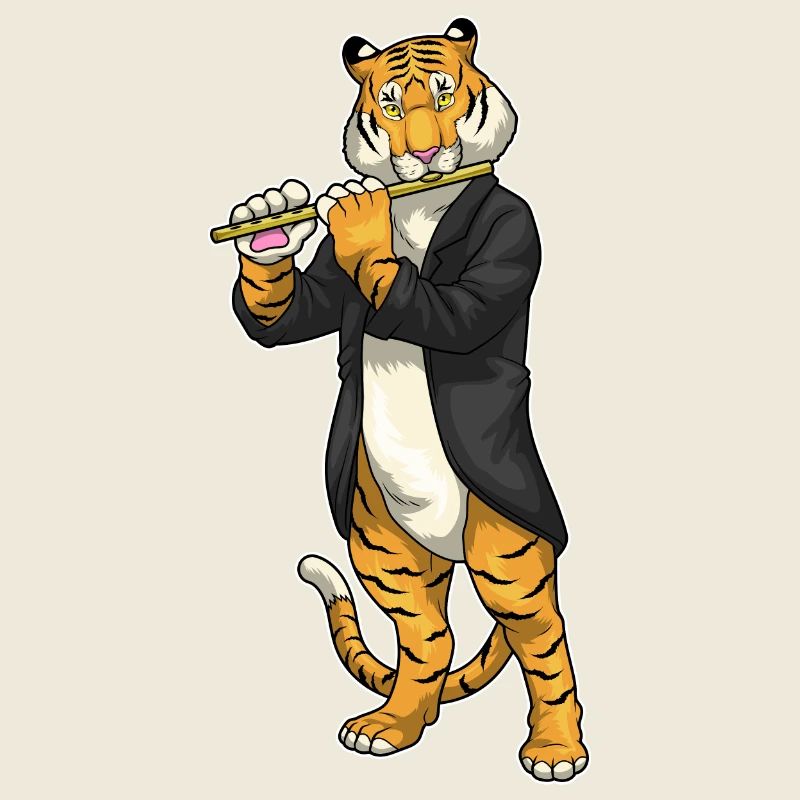 Tiger Musiker Flöte Musik