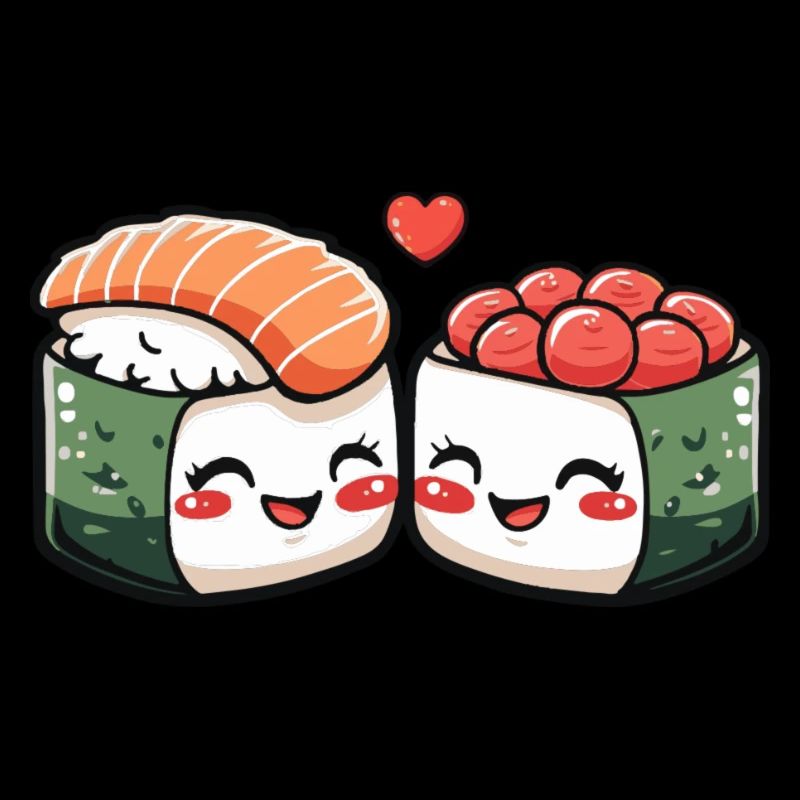 Couple de sushis amour coeur Saint-Valentin