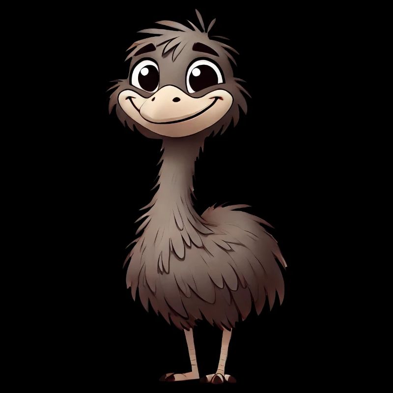 Cute Emu Bird Cartoon Happy Relaxed