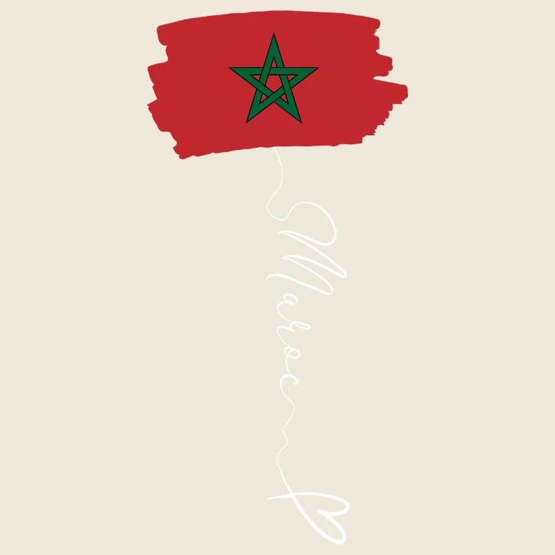Morocco Flag Red Green Pentagram Emblem