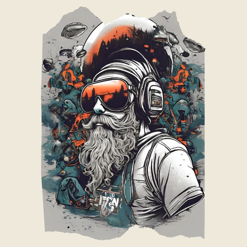 Alpine Audio Explorer Bärtiger Mann Kopfhörer Ski