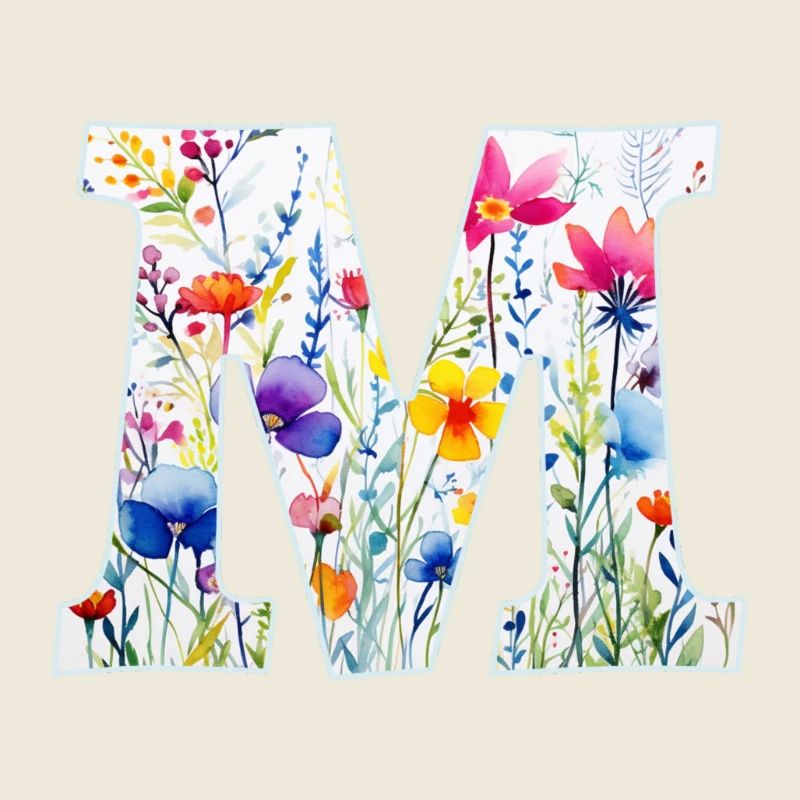 Buchstabe M, Monogramm, Tiermuster