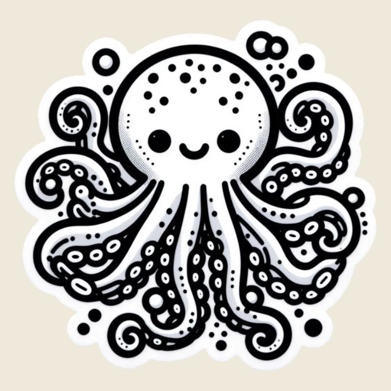 Octopus Octopus Blanc Autocollant
