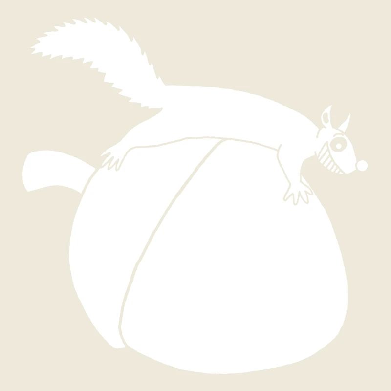 Das Eichhörnchen gegen die Eichel (weiß)