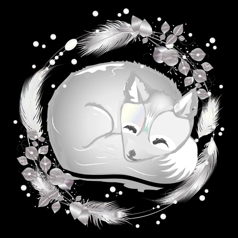 Petit renard polaire dormant dans des couleurs argentées