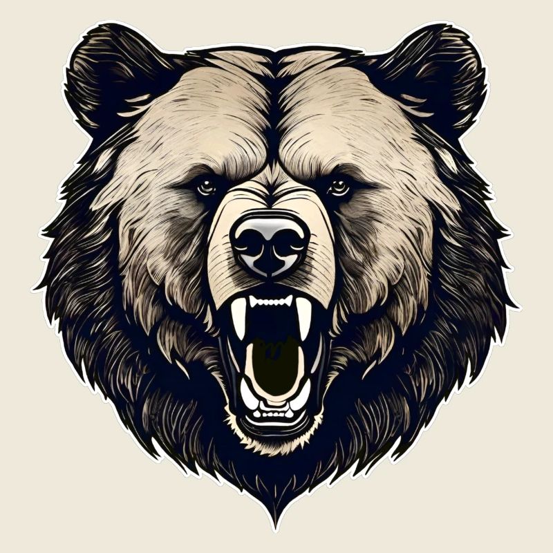Fier ours rugissant dans un style rétro