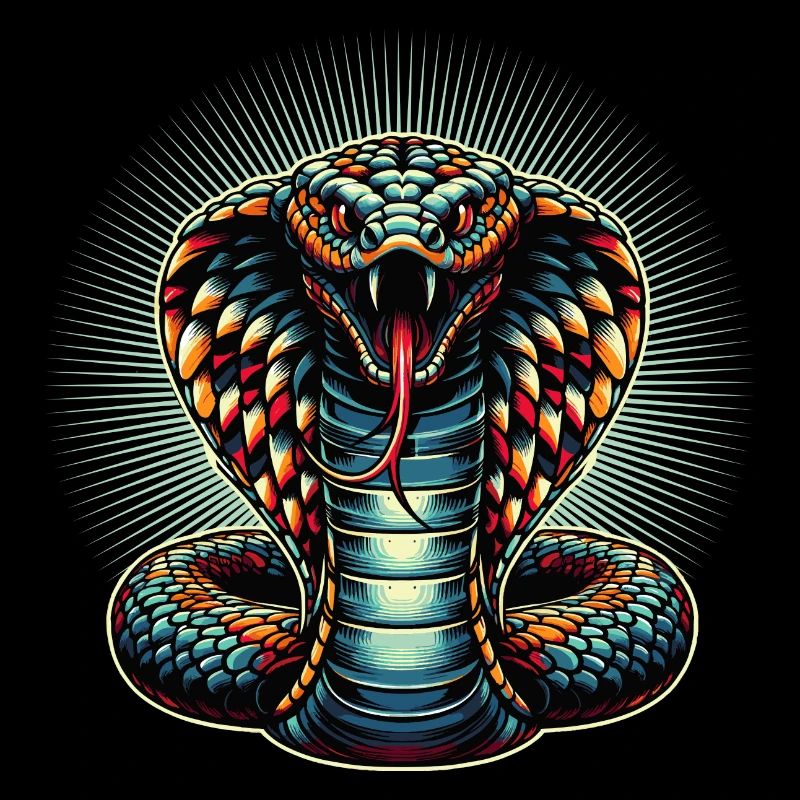 dynamic and colorful Cobra snake motif